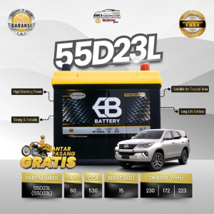 Aki Kering EB 55D23L Murah untuk Toyota Innova Reborn Nissan X-Trail Mazda CX-5