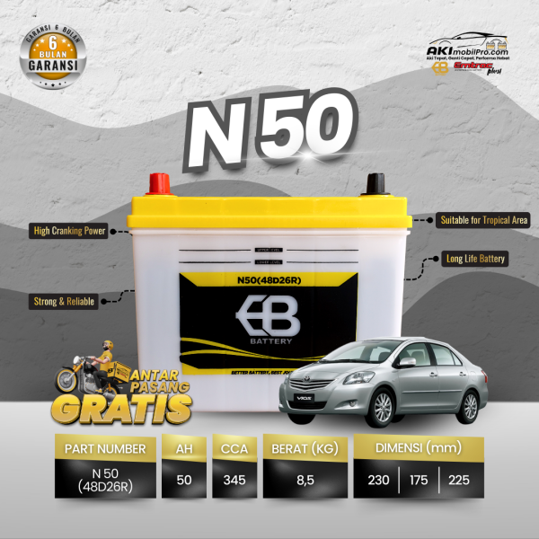 Aki Basah EB N50 Murah untuk Toyota Kijang Mitsubishi L300 Isuzu Panther