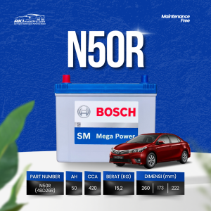Aki Kering Bosch N50R (48D26R) Heavy Duty Murah untuk Toyota Kijang Nissan Terrano Isuzu Elf