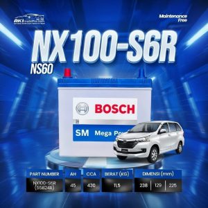 Aki Kering Bosch NX100-S6R 55B24R Upgrade untuk Toyota Avanza Rush Daihatsu Terios