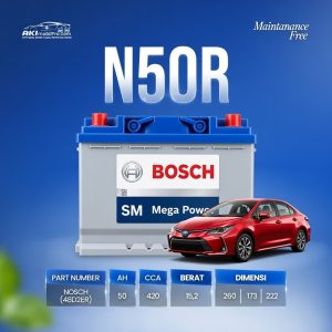 Aki Kering Bosch N50R (48D26R) Heavy Duty Murah untuk Toyota Kijang Nissan Terrano Isuzu Elf