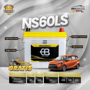 Aki Basah EB NS60LS Murah untuk Toyota Corolla Altis Honda City Datsun Go