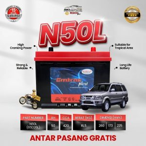 Aki Kering Emtrac N50L Silver Alloy Murah untuk Toyota Camry Nissan X-Trail Innova