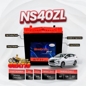 Aki Kering Emtrac NS40ZL Silver Alloy untuk Honda Brio Jazz Toyota Agya Daihatsu Ayla