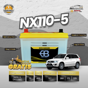 Aki Basah EB NX110-5 80D26R Murah untuk Toyota Kijang Diesel Isuzu Panther L300