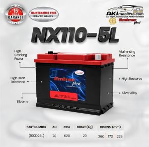 Aki Kering Emtrac NX110-5L 100D26L Murah untuk Pajero Sport Dakar Innova Diesel Fortuner