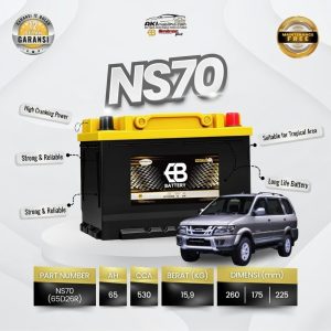 Aki Kering EB MF NS70 65D26R Murah untuk Isuzu Panther Toyota Kijang Diesel L300
