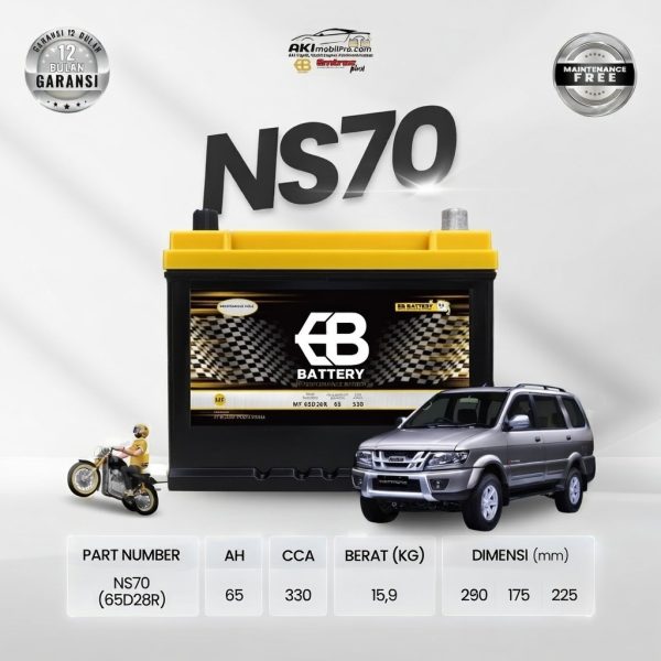 Aki Kering EB MF NS70 65D26R Murah untuk Isuzu Panther Toyota Kijang Diesel L300