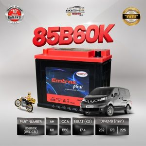 Aki Kering Emtrac 85D23L Upgrade 60Ah Murah untuk Toyota Innova Reborn Camry Nissan X-Trail