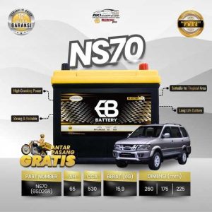 Aki Kering EB MF NS70 65D26R Murah untuk Isuzu Panther Toyota Kijang Diesel L300